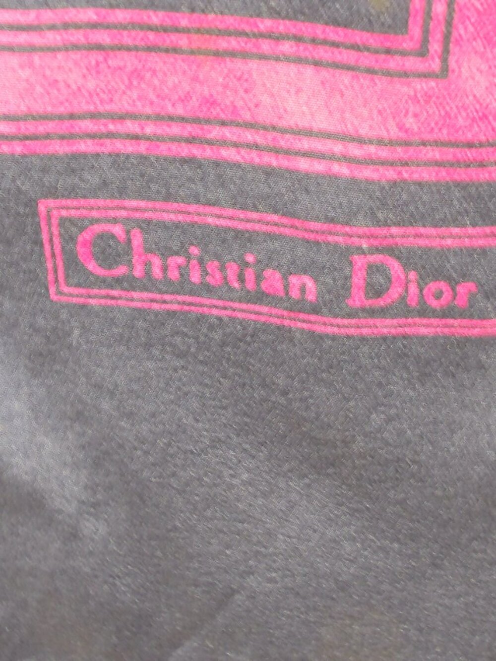 Christian Dior Silk Scarf, Navy Blue and Fuchsia Pink, Oblong - Picture 2 of 4